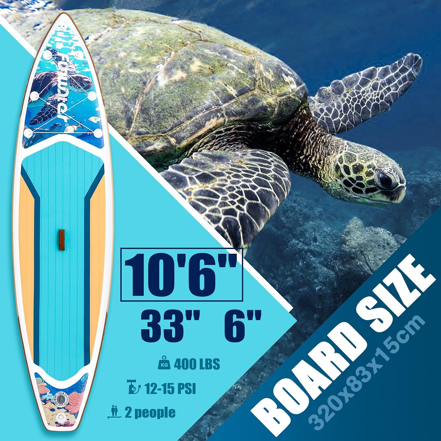 FunWater 11'/10'6' Inflatable Stand Up Paddle Board with Premium SUP Paddleboard Accessories, Wide Stable Anti-Slip EVA Deck,Paddle Boards for Adults & Youth of All Skill Levels