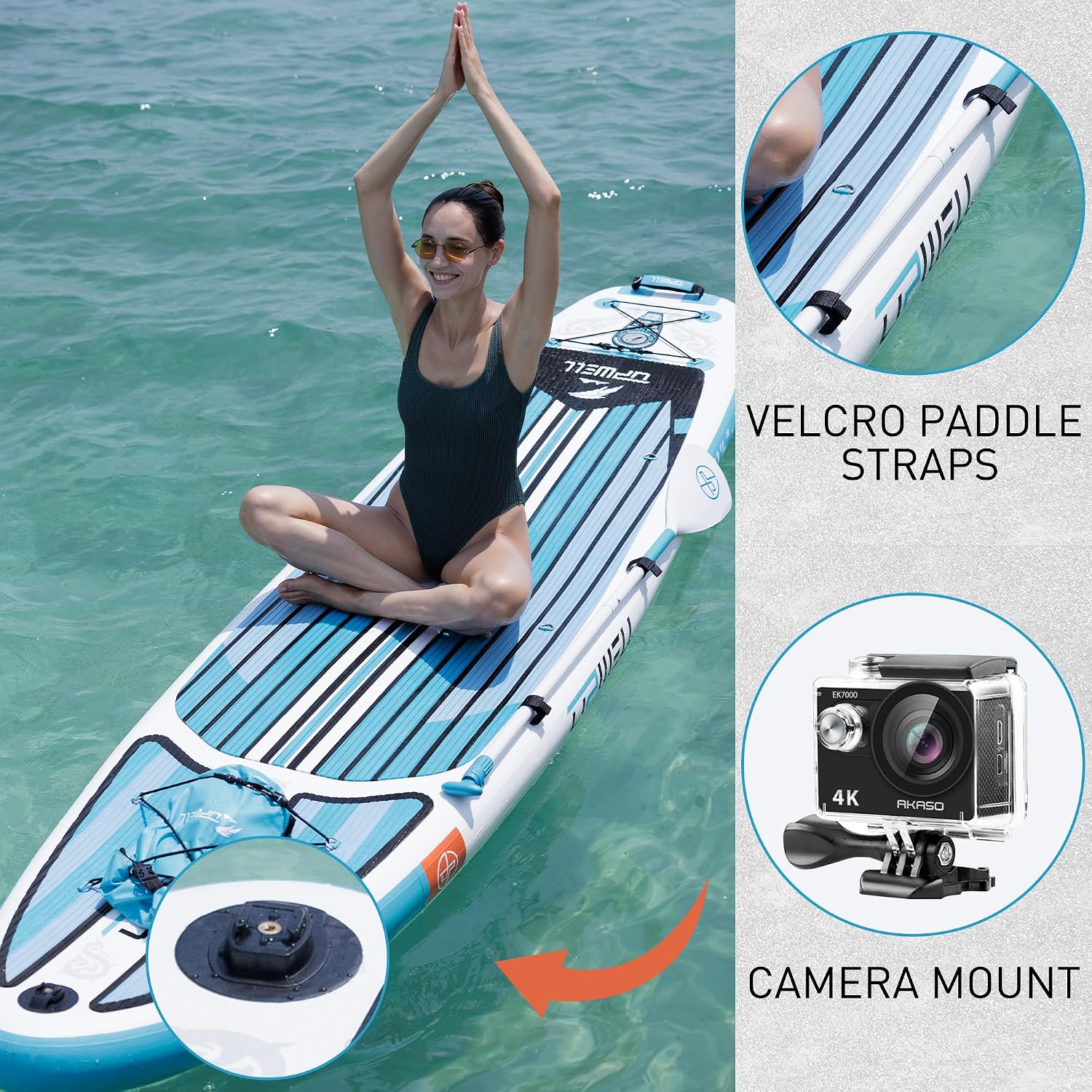 UPWELL 11'2'/11'6'Stand Up Paddle Board for Youth & Adults, Inflatable Paddle Board with Stable Design, Premium SUP Accessories, Backpack, Paddle, Leash, Pump, Fins