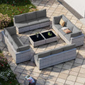 14-Piece Patio Furniture Set, Outdoor Sectional with Thick Cushions, Modular Patio Sofa, Dual-Strand Wicker Rattan, Rust-Resistant Frame, Backyard Furniture for Garden, Deck, Gray