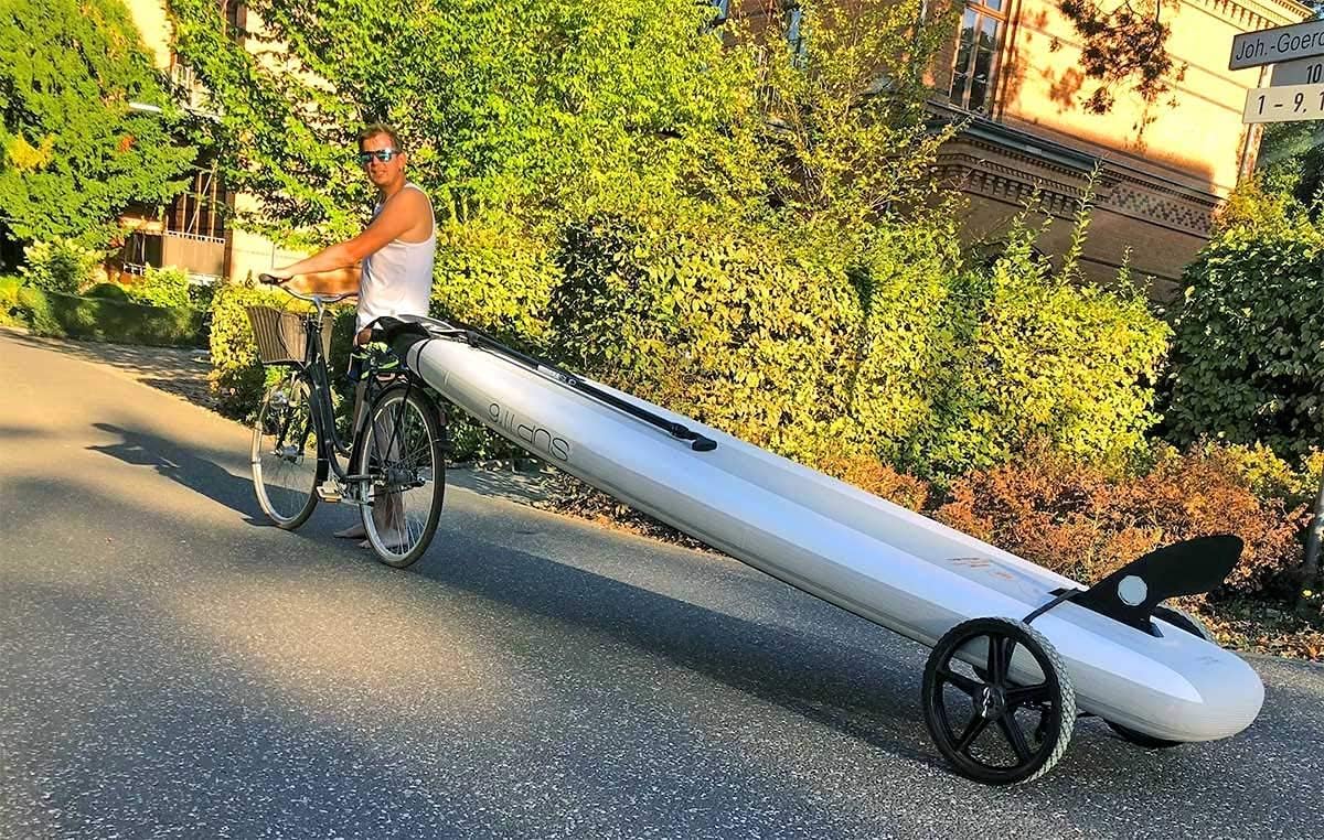 SUP Wheels Evolution X | Extra Wide Carrier| Inflatable Board Carrier and Bike Trailer