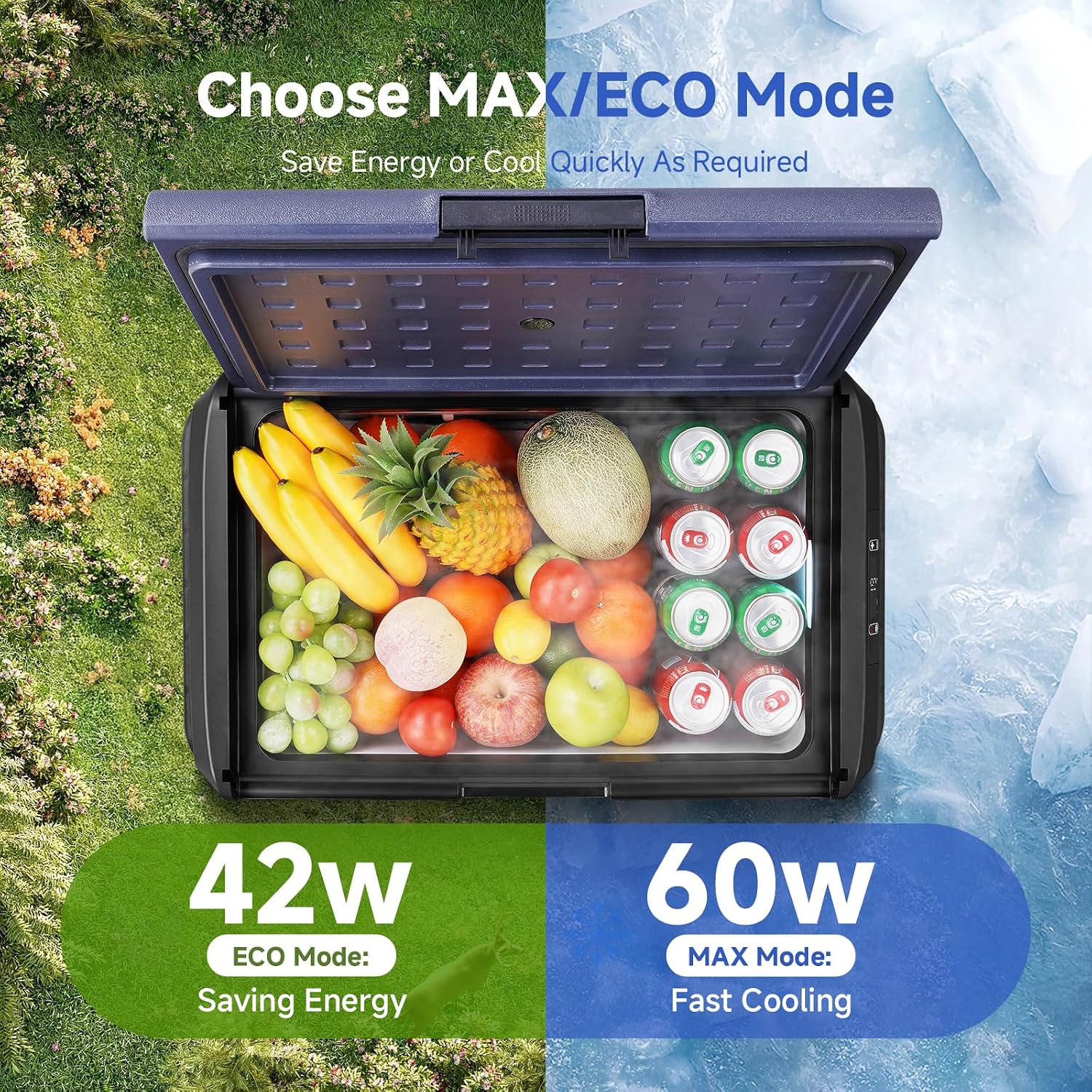 BODEGACOOLER 12 Volt Car Refrigerator, 42QT(40L) IPX4 Waterproof Electric Cooler, 31dB Ultra-Quiet Car Fridge APP Control with 12/24V DC 110-240V AC, -4℉~68℉, Portable for Truck RV Camping, Travel
