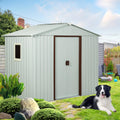 6 x 5 FT Outdoor Storage Shed, Metal Garden Shed with Floor Frame, Tool Shed Outdoor Storage with Lockable Sliding Doors & Window & Air Vents, Storage House Waterproof for Backyard, Lawn, White