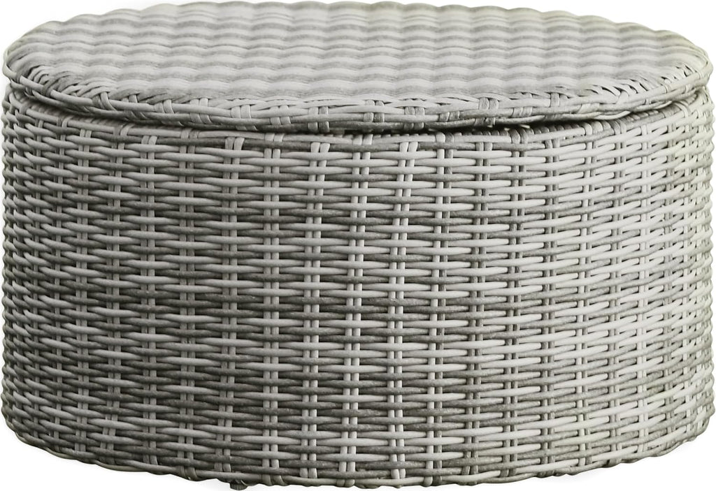 Elle Decor Vallauris Patio Outdoor Furniture Collection, Premium All Weather Wicker, Storage Coffee Table, Gray