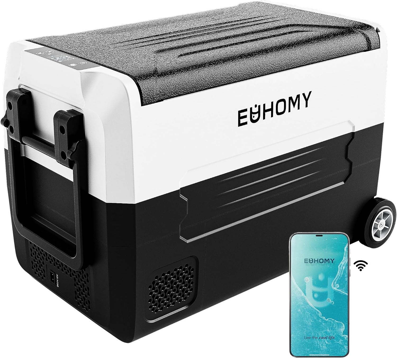EUHOMY 12 Volt Refrigerator, 48QT(45L) 12V Fridge, Electric Cooler 12/24V DC 100-240V AC -4℉~68℉, 12V Freezer Removable Divider, Car Fridge for Camping, RV, Travel, Fishing, Outdoor