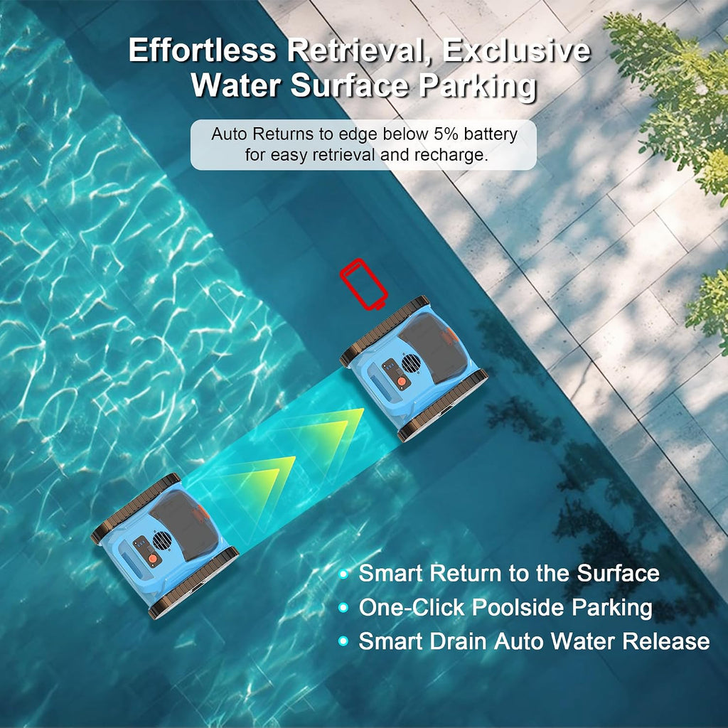(2025 New) Pool Vacuum for Inground Pools Cordless Robotic Pool Cleaner, 4-in-1 Floor/Wall/Waterline Cleaning/Smart Navigation, 180 Mins Runtime Pool Vacuum for Inground Pools Up to 2100 Sq.ft
