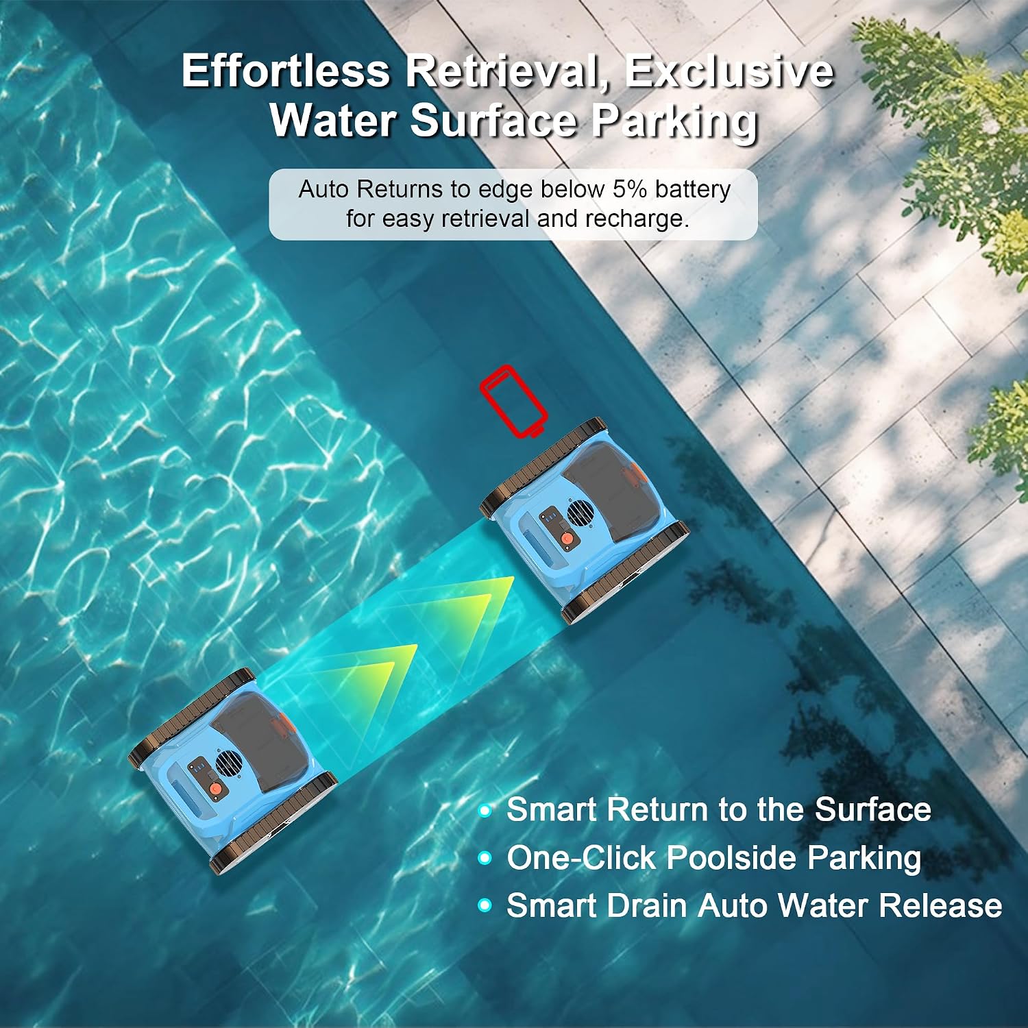 (2025 New) Pool Vacuum for Inground Pools Cordless Robotic Pool Cleaner, 4-in-1 Floor/Wall/Waterline Cleaning/Smart Navigation, 180 Mins Runtime Pool Vacuum for Inground Pools Up to 2100 Sq.ft