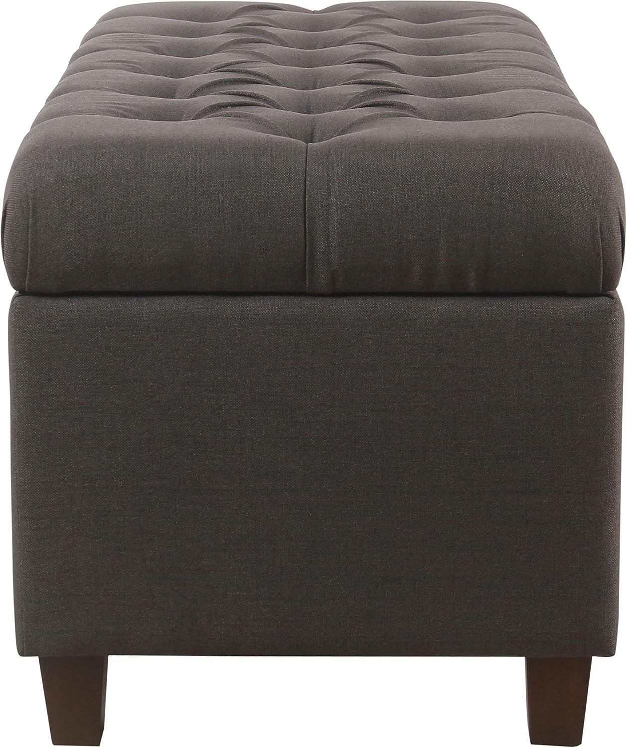 Homepop Home Decor | Tufted Ainsley Button Storage Ottoman Bench with Hinged Lid | Ottoman Bench with Storage for Living Room & Bedroom, Charcoal Gray 18x40x18 inches