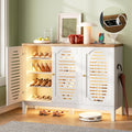 Vlsrka Shoe Cabinet with 3 Doors, Narrow Wooden Shoe Cabinet, Hidden Shoe Storage for Entryway, Foyer, Hallway (White C)
