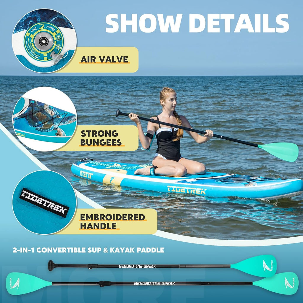 11'/11'6' x 33'/34' x 6' Inflatable SUP Paddle Board – Extra-Wide, Stable Stand Up Paddle Board with Premium Full Accessory Set for Adults & Youth