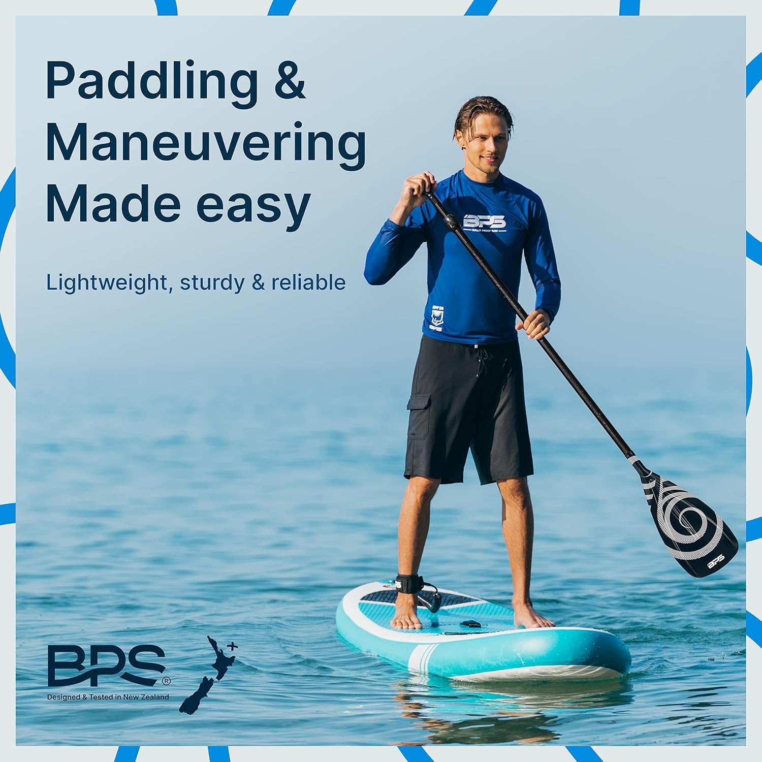 BPS New Zealand 2-Piece Adjustable Stand-up Paddle Board Paddle, Carbon Fiber or Fiberglass Shaft Comes with Carrying Paddle Bag