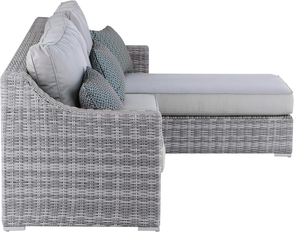 Elle Decor Vallauris Patio Outdoor Furniture Collection, Premium All Weather Wicker, Storage Sectional, Gray
