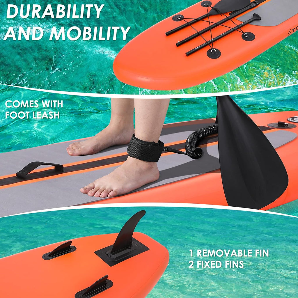 Clevich 12FT Stand Up Paddle Board, Inflatable Paddleboard with SUP Accessories & Carry Bag, Paddle, Hand Pump, Non-Slip Deck, Repair Kit,Leash, 400LBS