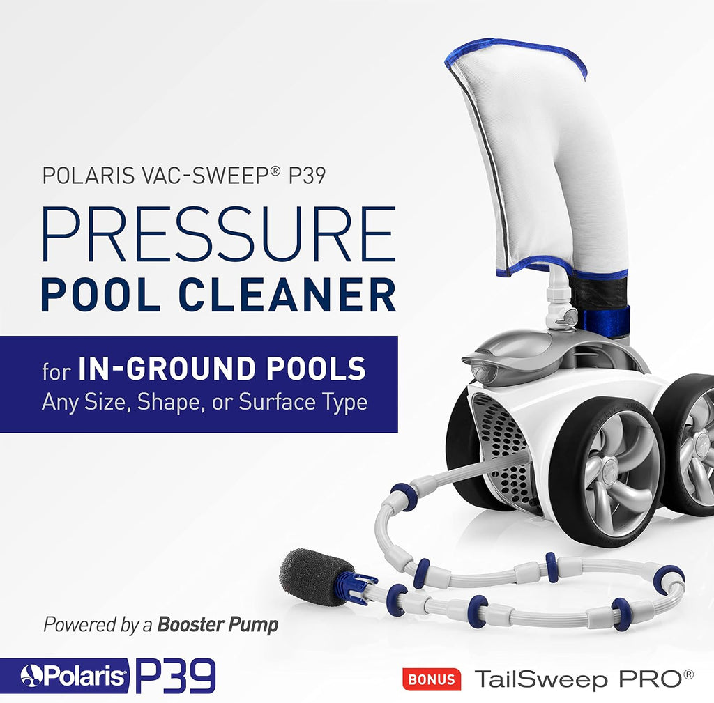 Polaris Vac-Sweep P39 Pressure Inground Pool Cleaner, Triple Jet Powered, with a Dual Chamber SuperBag for Debris