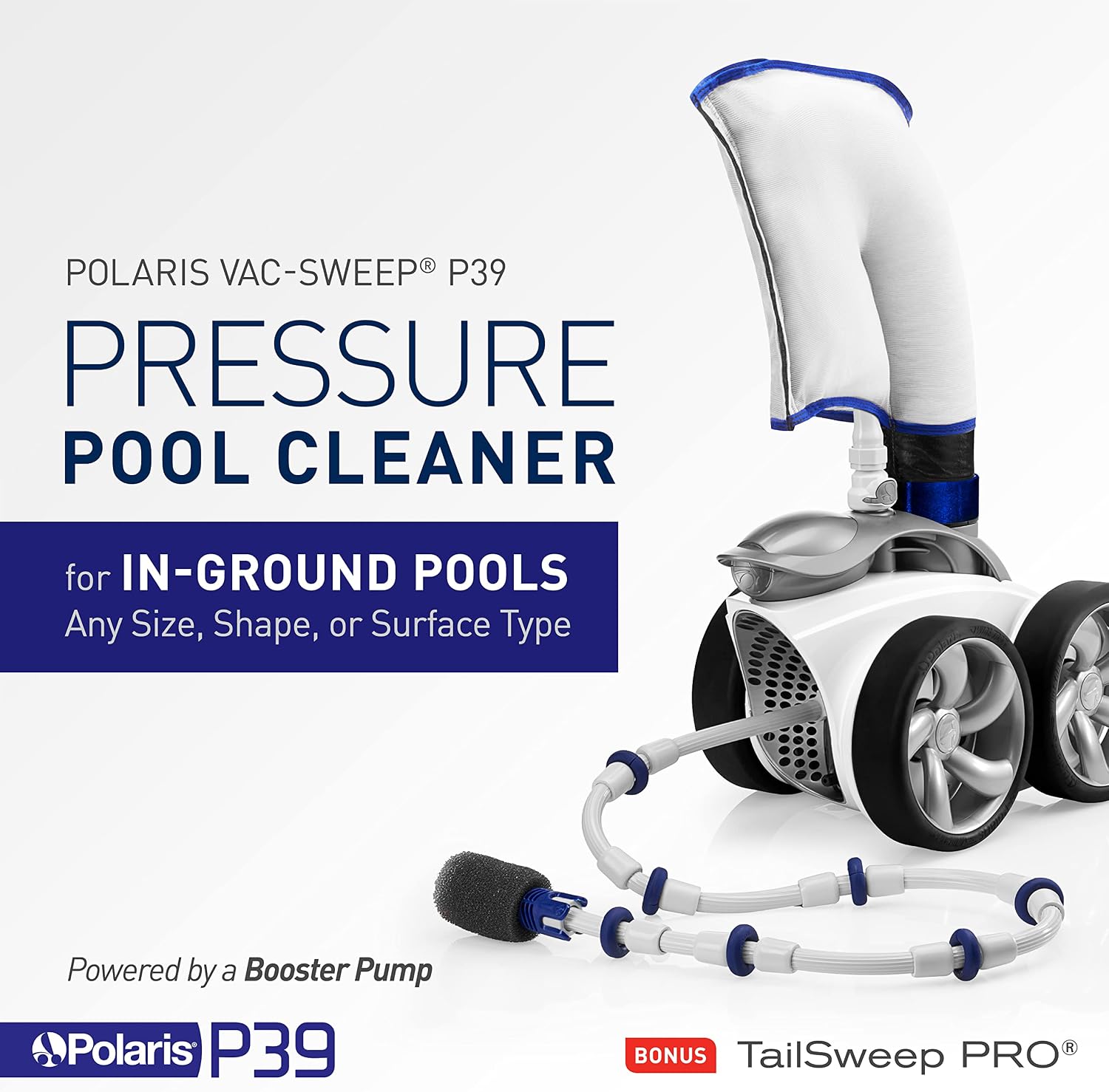 Polaris Vac-Sweep P39 Pressure Inground Pool Cleaner, Triple Jet Powered, with a Dual Chamber SuperBag for Debris