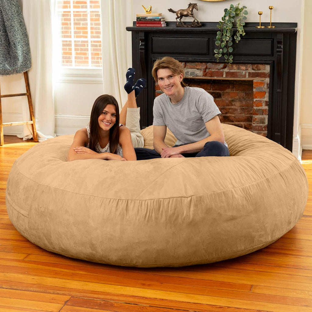 Jaxx 6 Foot Cocoon - 2-in-1 Convertible Bean Bag Bed & Large Bean Bag Chair for Adults, Camel