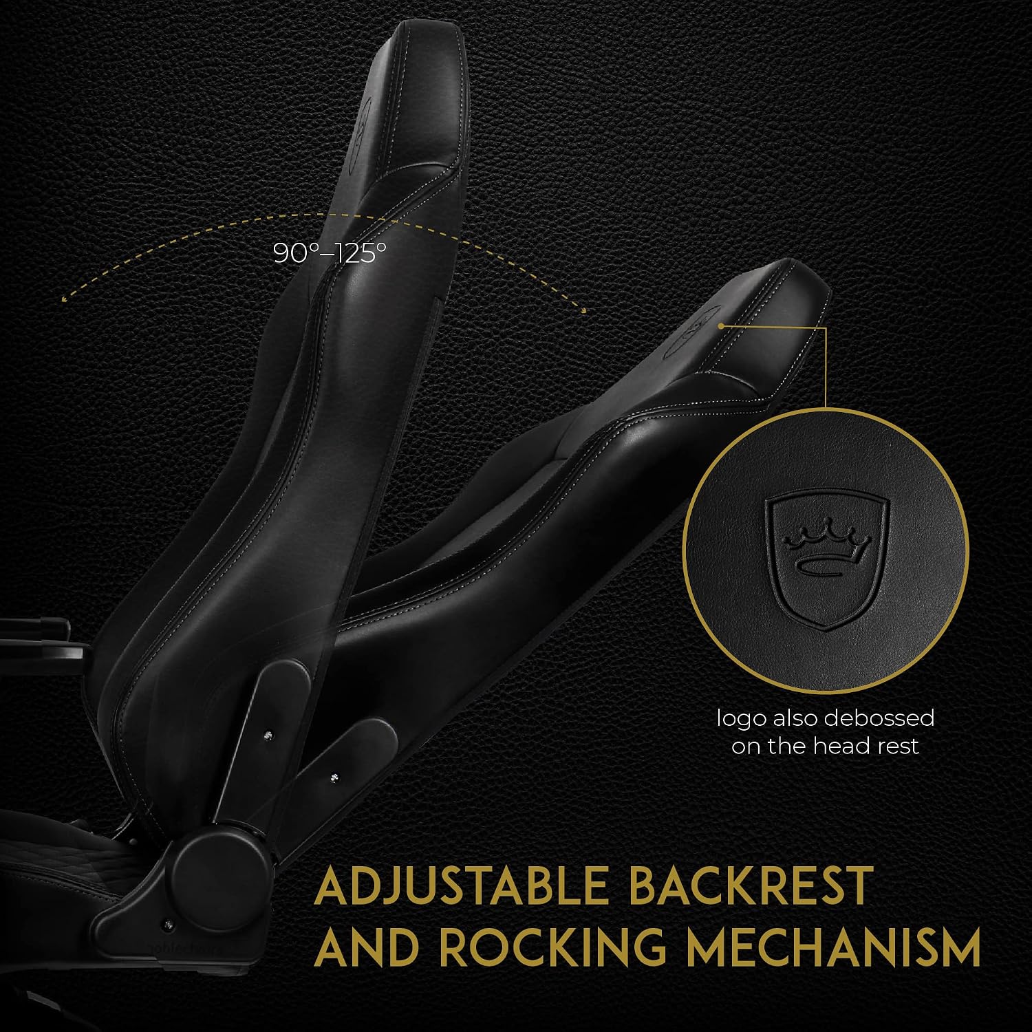 noblechairs Hero Gaming Chair/Office Chair with Lumbar Support, PU Faux Leather, Black