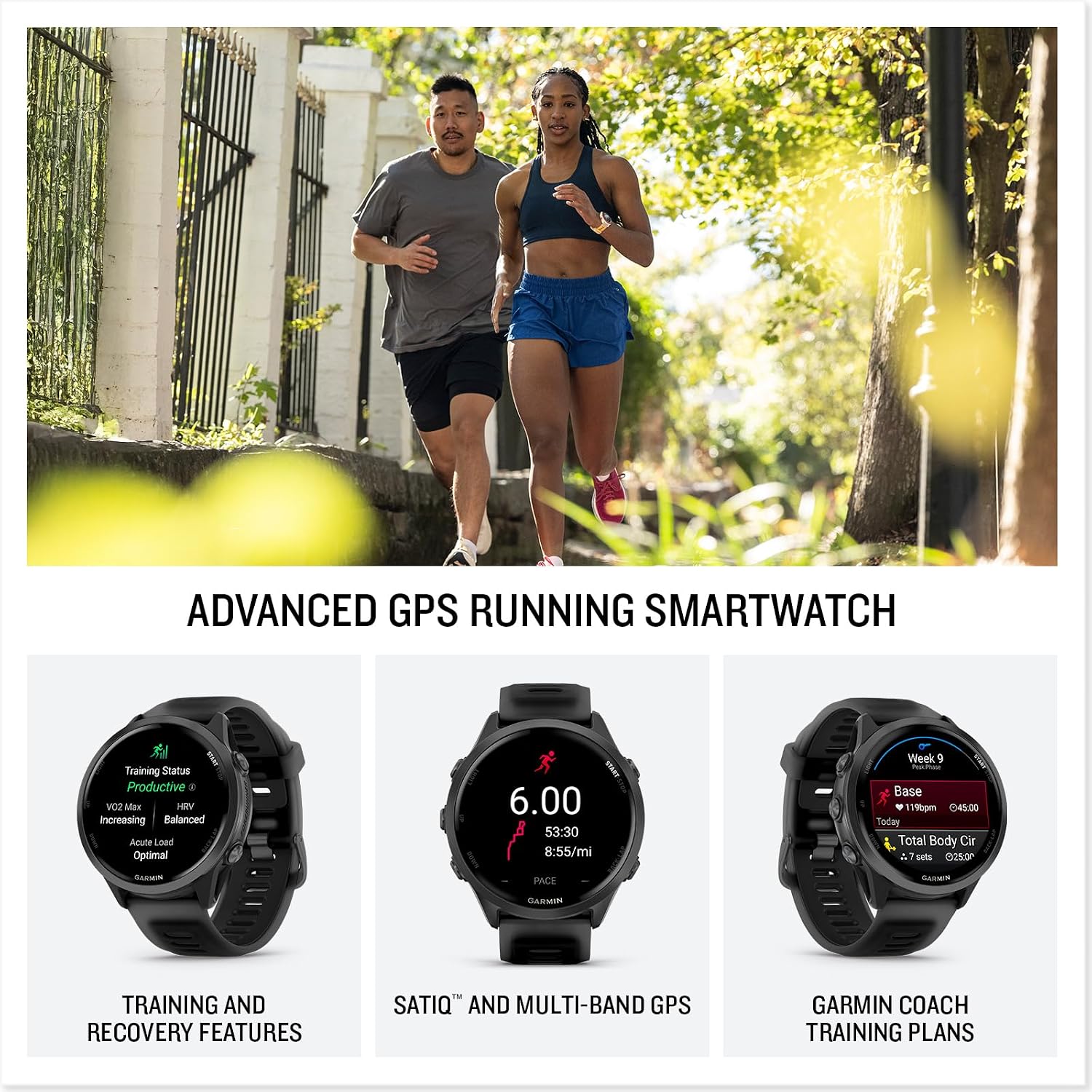 Garmin Forerunner 570 Running Smartwatch, 47MM WiFi, GPS Fitness Smart Watch for Men and Women, Slate Gray Aluminum with Translucent Black/Black Band Bundle with P-Bank + More
