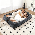 Floor Chair with Back Support, Human Dog Bed, Folding Loveseat with 5 Adjustable Position, 2 Pillows, Chenille Meditation Gaming Chair for Lazy Boys, Living Room, Lounge, Bedroom, Dark Grey
