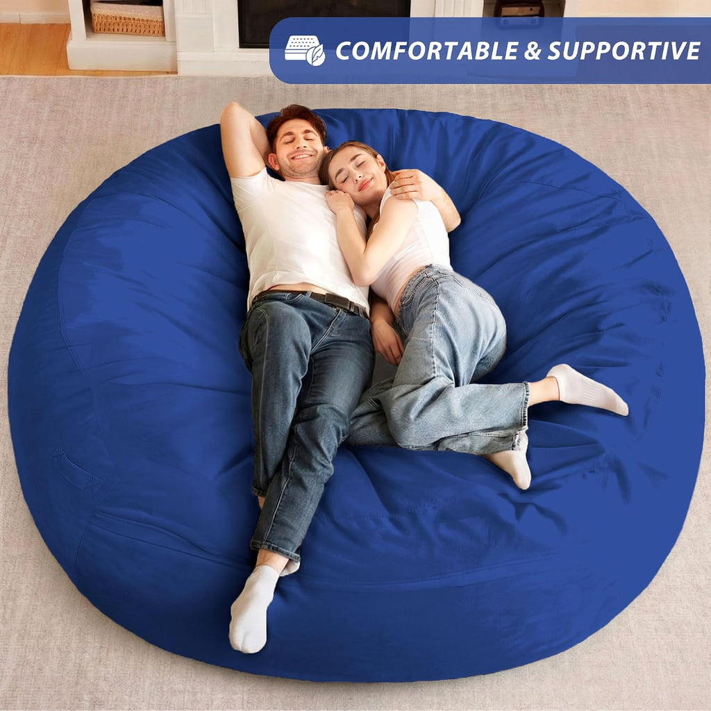 HABUTWAY XX-Large Bean Bag Chair: Giant 7' Memory Foam Furniture Bean Bag Chairs for Adults with Microfiber Cover 7Ft (Blue)
