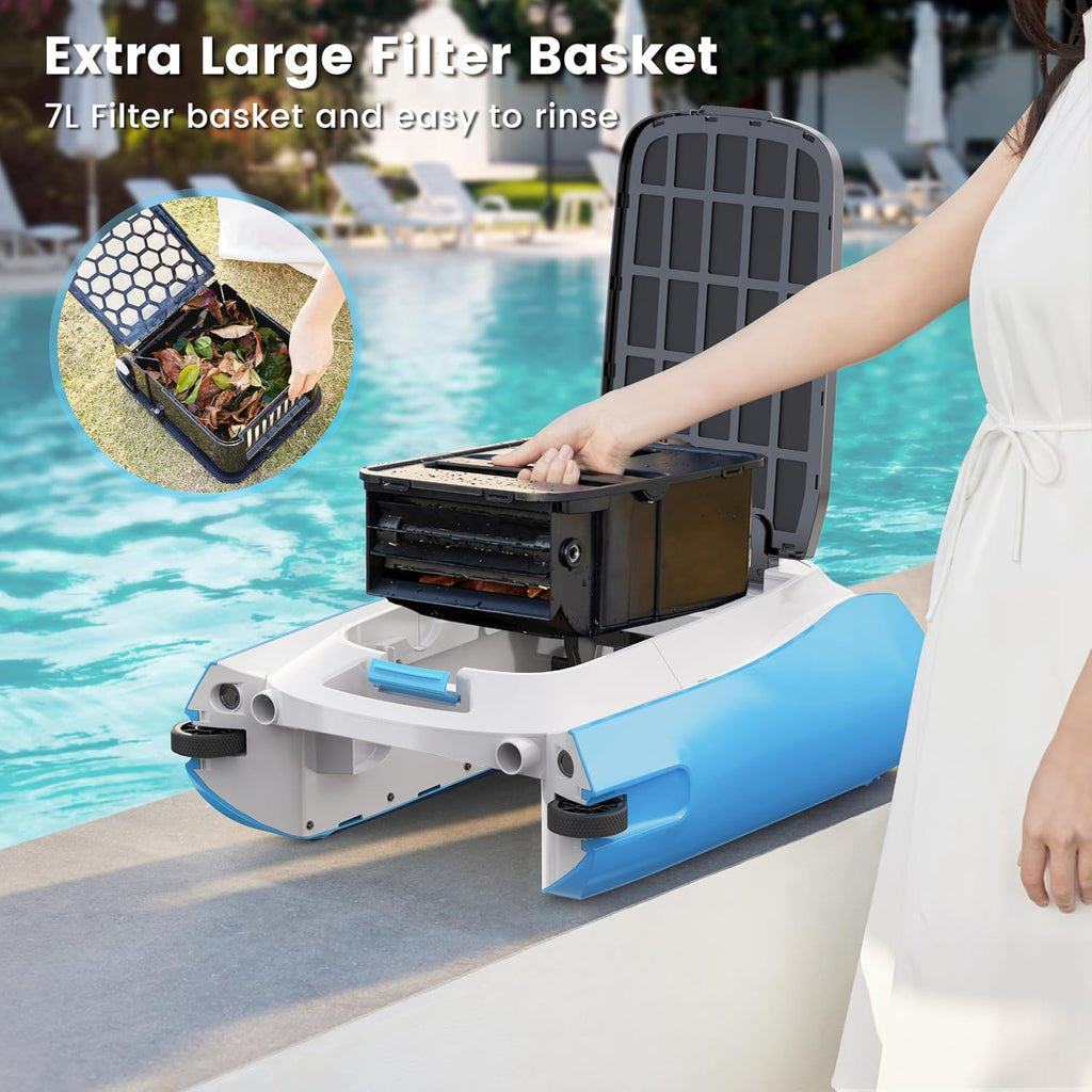 Keenhot Solar Powered Robotic Pool Surface Skimmer Cleaner, Automated Pool Skimmer with 24/7 Continuous Cleaning Dual Charging Modes Smart Obstacle Avoidance Ideal for Most Swimming Pool Types