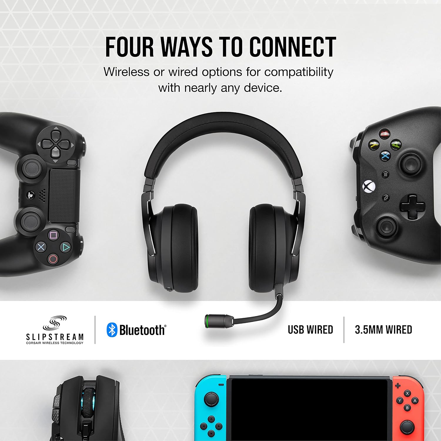 Corsair CORSAIR Virtuoso RGB Wireless XT High-Fidelity Gaming Headset with Bluetooth and Spatial Audio - Works with Mac, PC, PS5, PS4, Xbox Series X/S - Slate (Renewed)