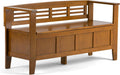 SIMPLIHOME Adams Entryway Storage Bench - 48 inch Wide Solid Wood Hallway Seat in Light Avalon Brown, Contemporary Bench for Entryway or Living Room with Lift-Up Lid and Spacious Storage