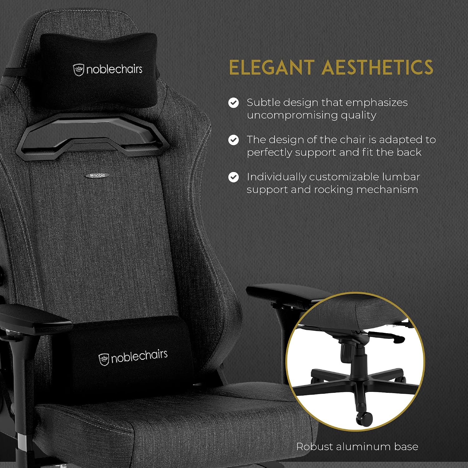 noblechairs Hero ST TX Gaming Chair and Office Chair with Lumbar Support, Anthracite
