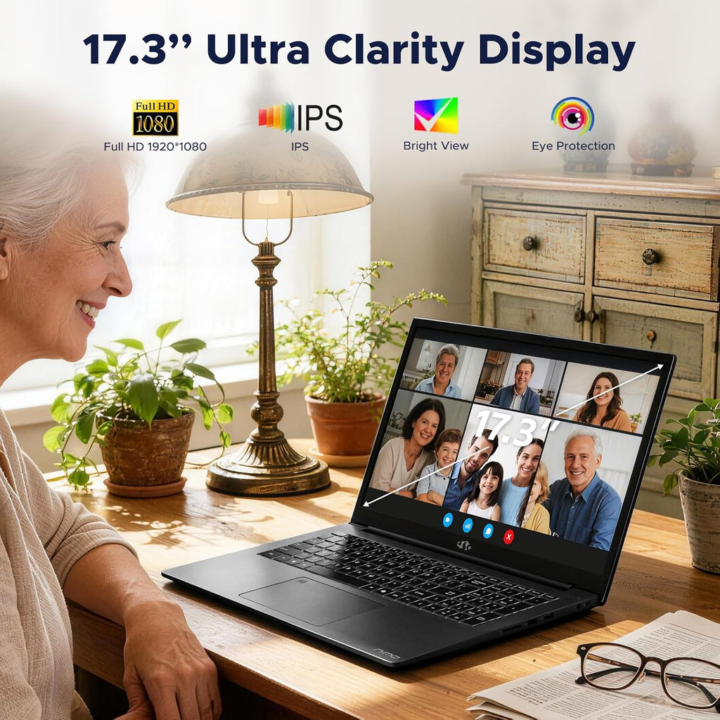 NIMO 17.3' Light-Gaming-Laptop, AMD Ryzen 7 8745HS 8 Cores 16GB DDR5 RAM 512GB SSD, Radeon 780M Graphics, FHD IPS Display, 100W Type-C Fast Charger, Backlit Keyboard, Fingerprint, USB 4.0
