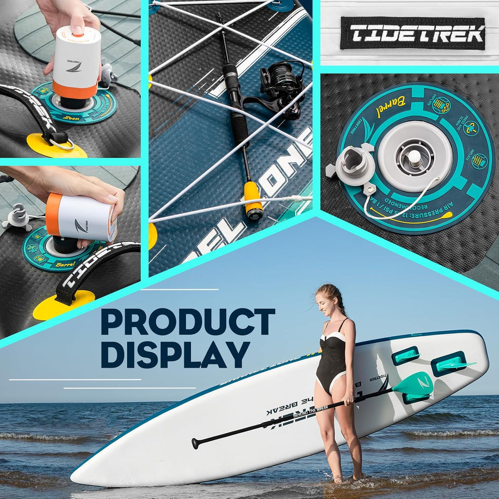 11'6' Inflatable Stand Up Paddle Boards, Premium SUP Accessories, Non-Slip Comfort Deck for Youth & Adults