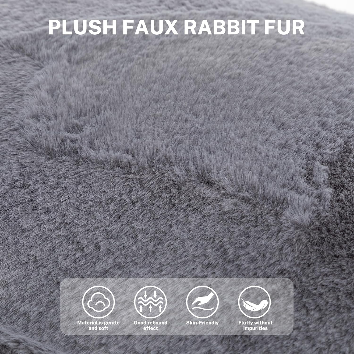 Giant Bean Bag Chair, Comfy Large Bean Bag Chairs for Adults and Kids, Fluffy Faux Rabbit Fur Floor Sofa for Living Room Bedroom Apartment, Grey
