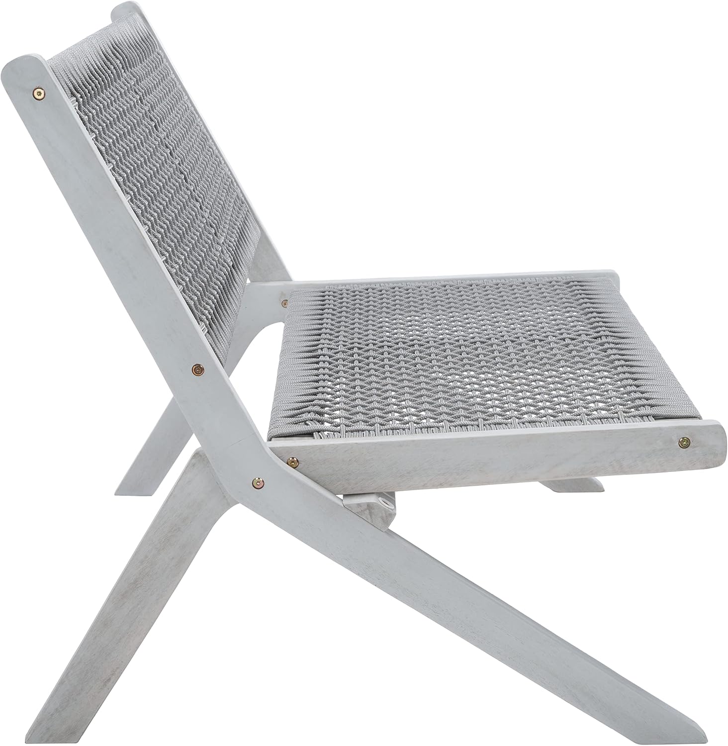 SAFAVIEH Outdoor - Kobina Folding Bench - Grey & Grey - Solid Wood and Rope - Modern Sculpted Folding Design - Ideal for Patio, Deck, Porch, Backyard, 13.8' Seat Height (PAT7304B)