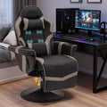 Game Reclining Chair with Adjustable Height, PU Gaming Chair with Massage, Long Footrest and Lumbar Support, High Back Swivel Computer Game Chair for Adult (Gray)