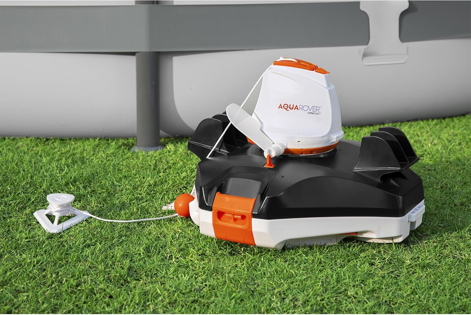 Bestway 58623E Flowclear Aquarover Automatic Swimming Pool Cleaning Cordless Robot Vacuum with Directional Jet System, LED Light, and Water Sensors