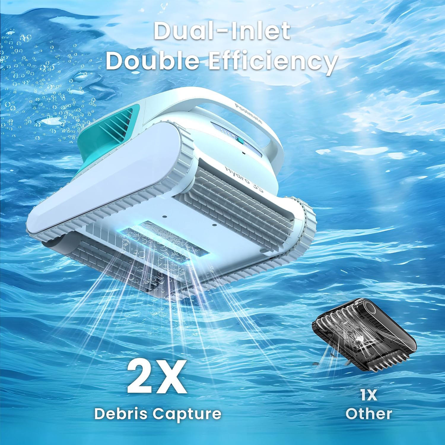 [2026 Version] Hydro3 Cordless Robotic Pool Cleaner, Automatic Pool Vacuum for Inground and Above Ground Pools, Lasts 200 Mins, Floor/Wall/Waterline Cleaning, Dual Inlet, Self-Parking [Green]