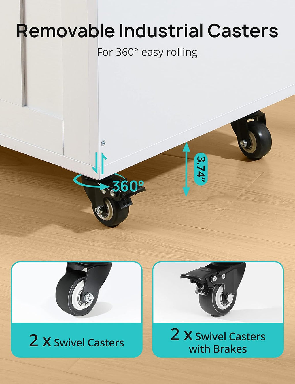 HYZ Storage Chest, 39.4'' Wooden Storage Bench with 4 Wheels & 2 Safety Hinges, Retro Toy Box Support 300 lbs for Bedroom, Living Room, Easy Assembly, White