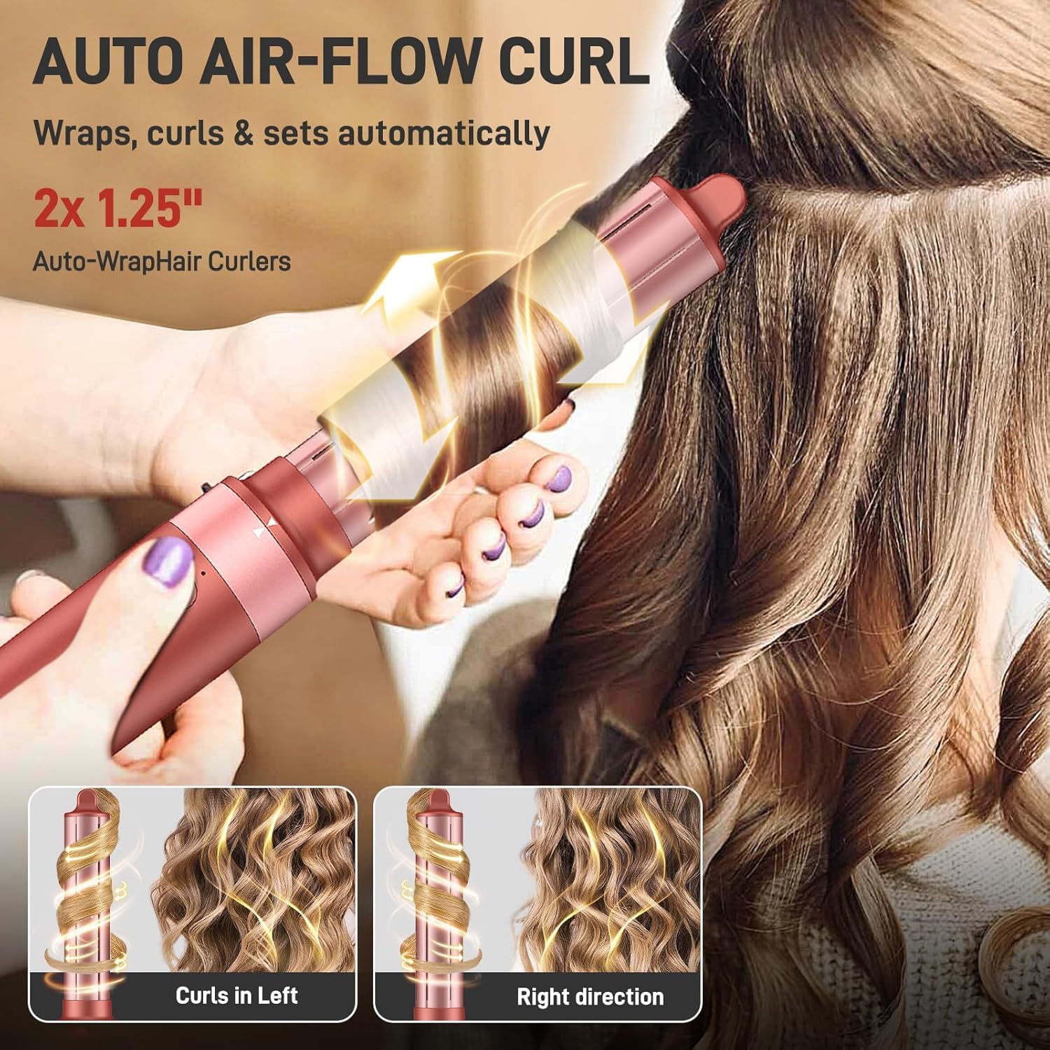 MESCOMB 5 in 1 High-Speed Hot Air Styler, Professional Frizz-Free Hair Dryer Brush, Fast Drying, No Heat Damage Air Styler Wrap for Curl, Volumize, Straighten, Includes Travel Bag (Hot Pink)