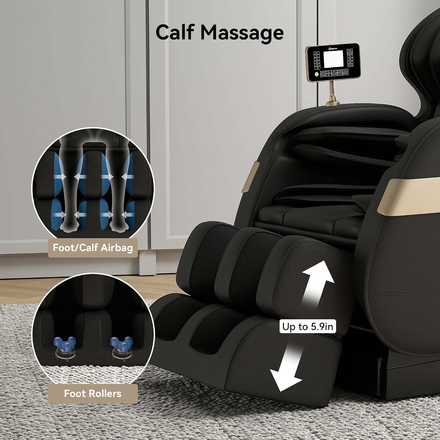 Real Relax Massage Chair Full Body of Dual Core S Track,Zero Gravity Realiner with App Control,Bluetooth,Foot Roller,Home or Office Use,Black and Gold