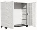 KINYING Outdoor Storage Cabinet Waterproof, 60 Gallon Resin Outdoor Storage Shed for Patio/Garden/Backyard, Outdoor Storage Box for Cushions,Garden Tools and Pool Supplies(White W/O Shelving)