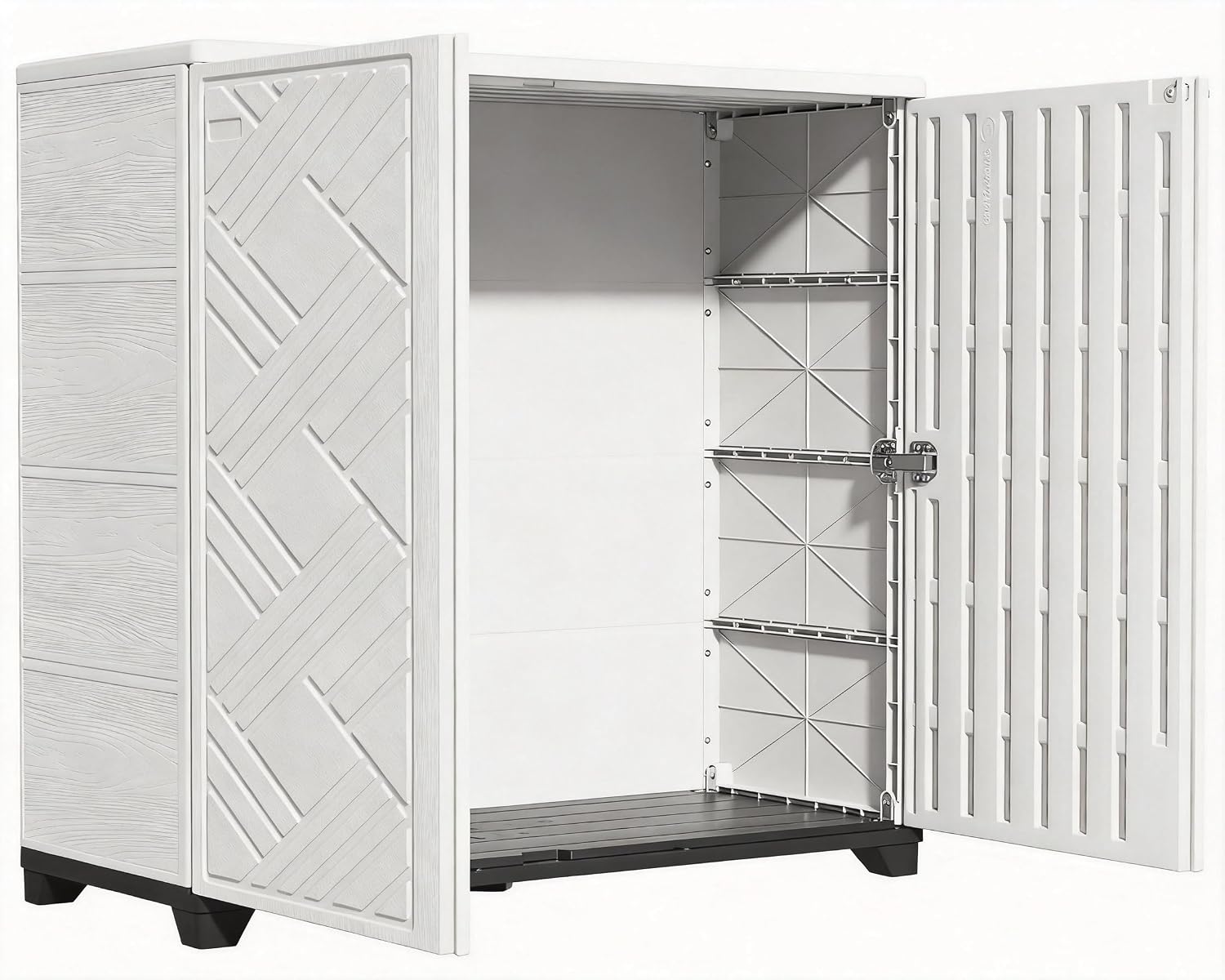 KINYING Outdoor Storage Cabinet Waterproof, 60 Gallon Resin Outdoor Storage Shed for Patio/Garden/Backyard, Outdoor Storage Box for Cushions,Garden Tools and Pool Supplies(White W/O Shelving)