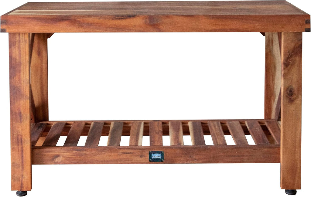 Backyard Discovery 48' Acacia Wood Farmhouse Narrow Console Table with Lower Slat Storage Shelf, Water-Resistant Design for Patio, Deck, Entryway, Living Room, Sofa Table, Indoor or Outdoor Use