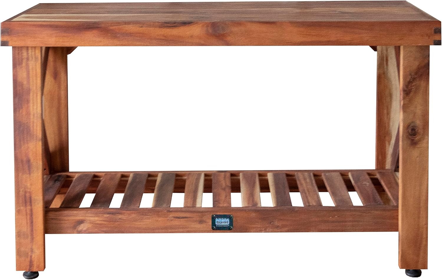 Backyard Discovery 48' Acacia Wood Farmhouse Narrow Console Table with Lower Slat Storage Shelf, Water-Resistant Design for Patio, Deck, Entryway, Living Room, Sofa Table, Indoor or Outdoor Use