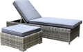 Elle Decor Vallauris Patio Outdoor Furniture Collection, Premium All Weather Wicker, Outdoor Chaise & Ottoman Set, Gray