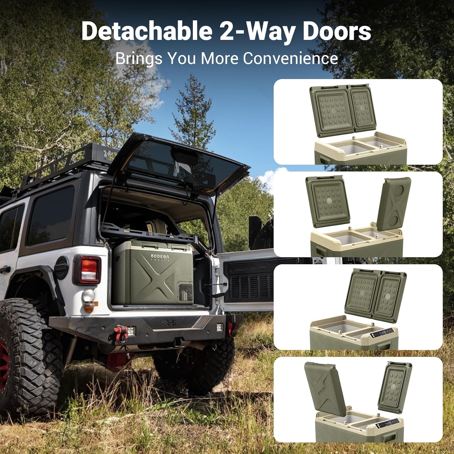 BODEGACOOLER 12V Portable Refrigerator, 42Quart Dual Zone Car Refrigerator, RV Car Fridge APP Control, -4℉-68℉Portable Freezer 12/24V DC 100-240V AC for Outdoor Camping Travel Vehicles Home Use