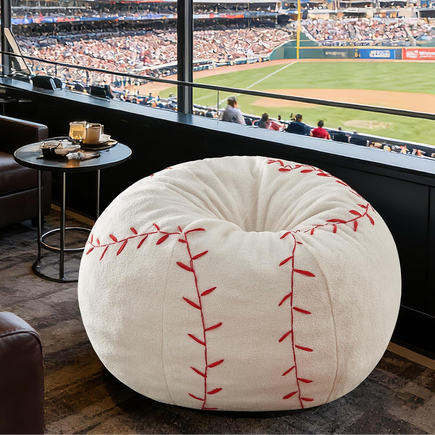 Sports Baseball Bean Bag Chair - Giant Bean Bag Chairs for Adults and Kids - Oversized Bean Bag Sofa Couch with Filler - Plush BeanBag Furniture for Living Room Bedroom Dorm Office - 44 Inch