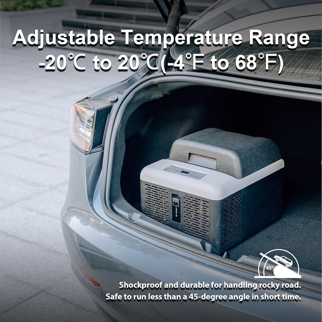Alpicool C12PT Portable Car Freezer Cooler, 12 Volt Car Refrigerator, 12 Quart Fast Cooling, with 12/24V DC and 100-240V AC for Outdoor, Camping, RV, Truck (Black&Grey)
