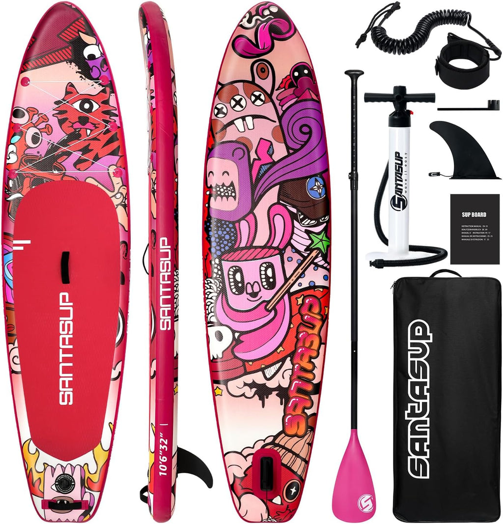 10'6'/11'Wide Inflatable Stand Up Paddle Board for Adults & Youth of All Skill Levels, with Premium SUP Paddleboard Accessories, Anti-Slip EVA Deck