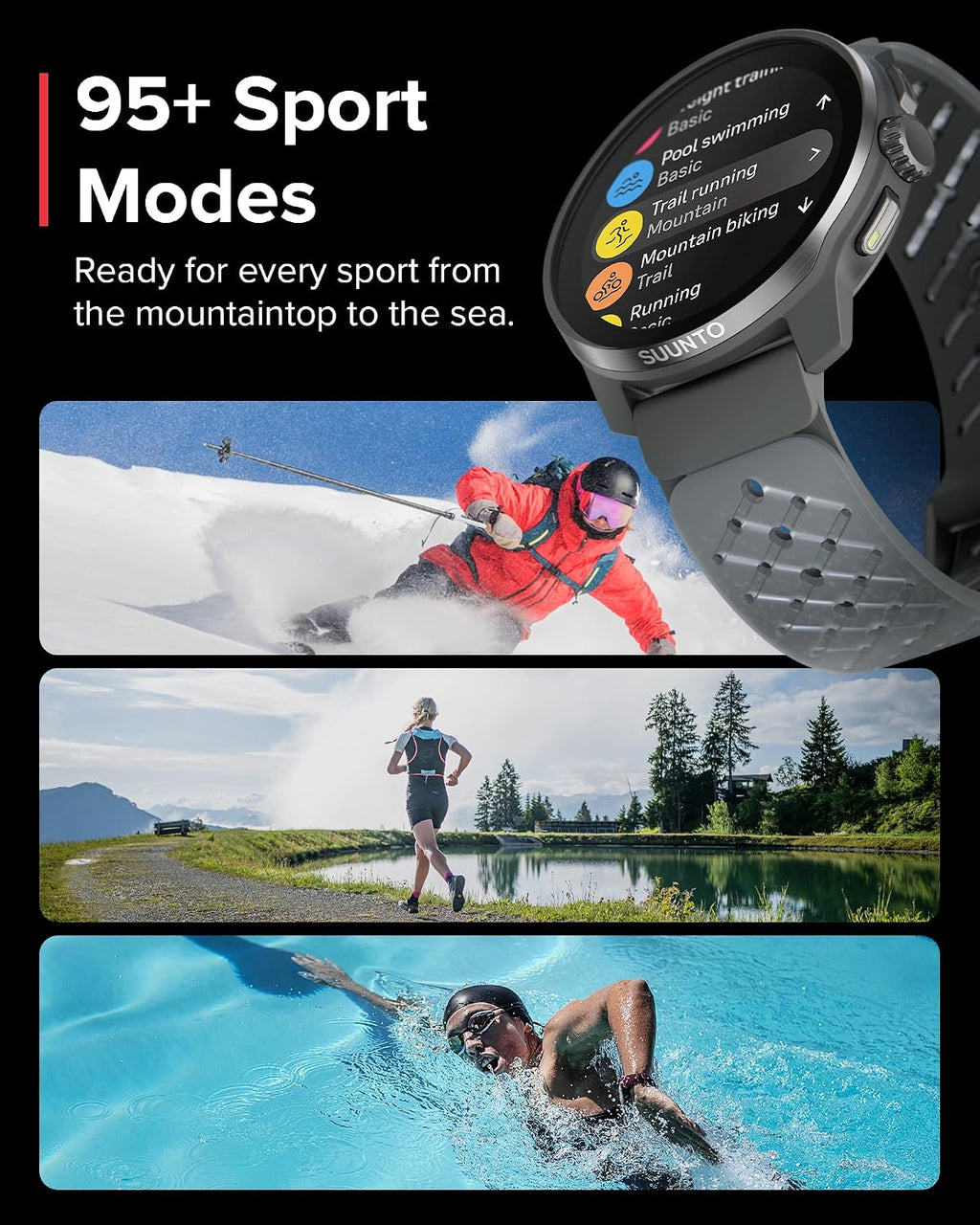 SUUNTO Race S GPS Sports Watch, 1.32' AMOLED Touchscreen w/Crown Button, 13 Days Battery Life, Training & Sleep Health Tracking, Dual-GNSS, 32GB Global Offline Maps, Lightweight for Running, Graphite