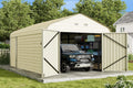 EROMMY 12x20 FT Heavy Duty Carport - Galvanized Steel Frame Car Shelter with Reinforced Base, Enclosed Storage Shed for Cars & Trucks, Beige