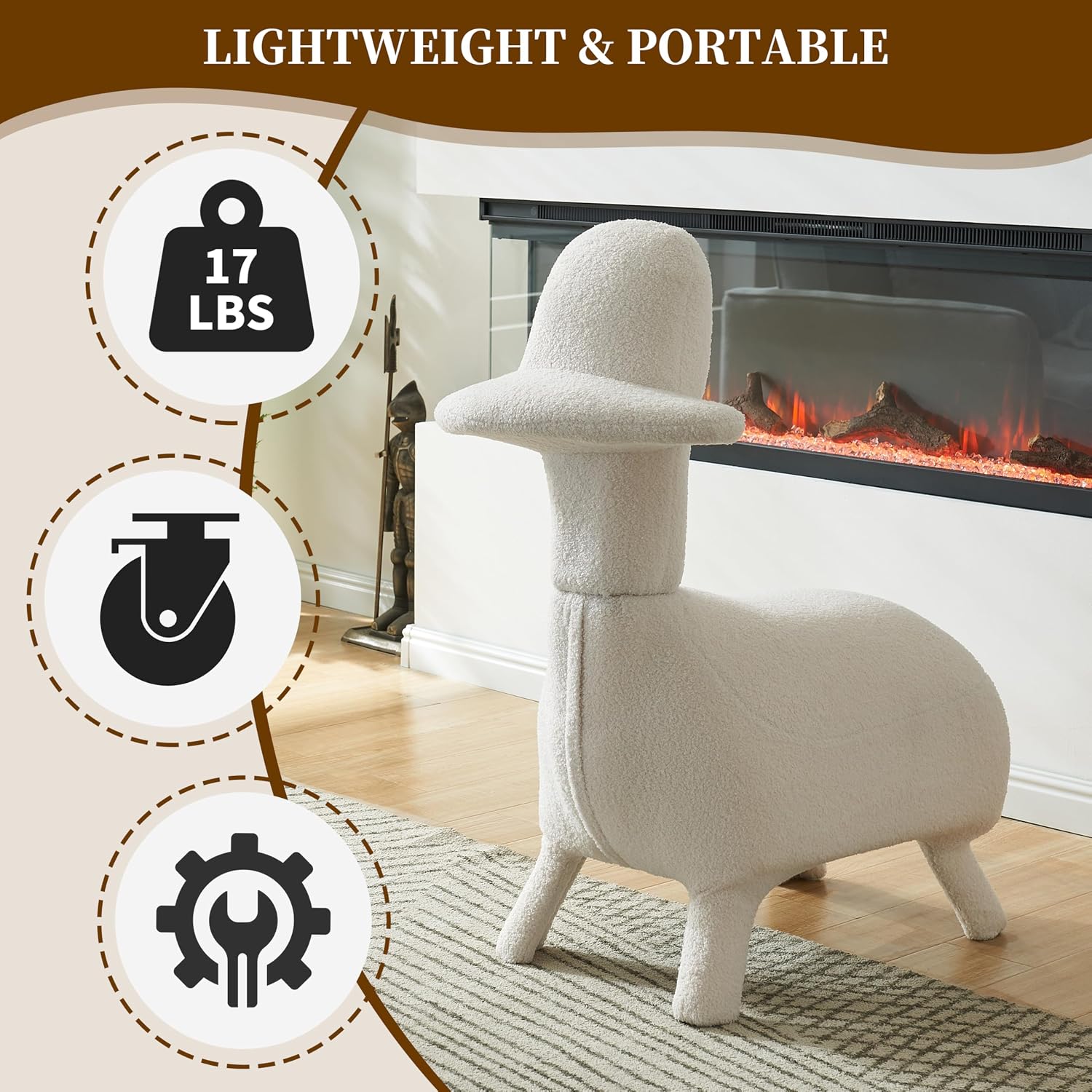 Animal Shape Gaming Chair, Soft Lamb Wool, Cute Duckbill-Shaped Chair for kids, Deep Cushion, Small Sofa for Small Space, Ideal for Bedroom/Living Room/Office, Stylish Furniture, Easy Assembly, Beige