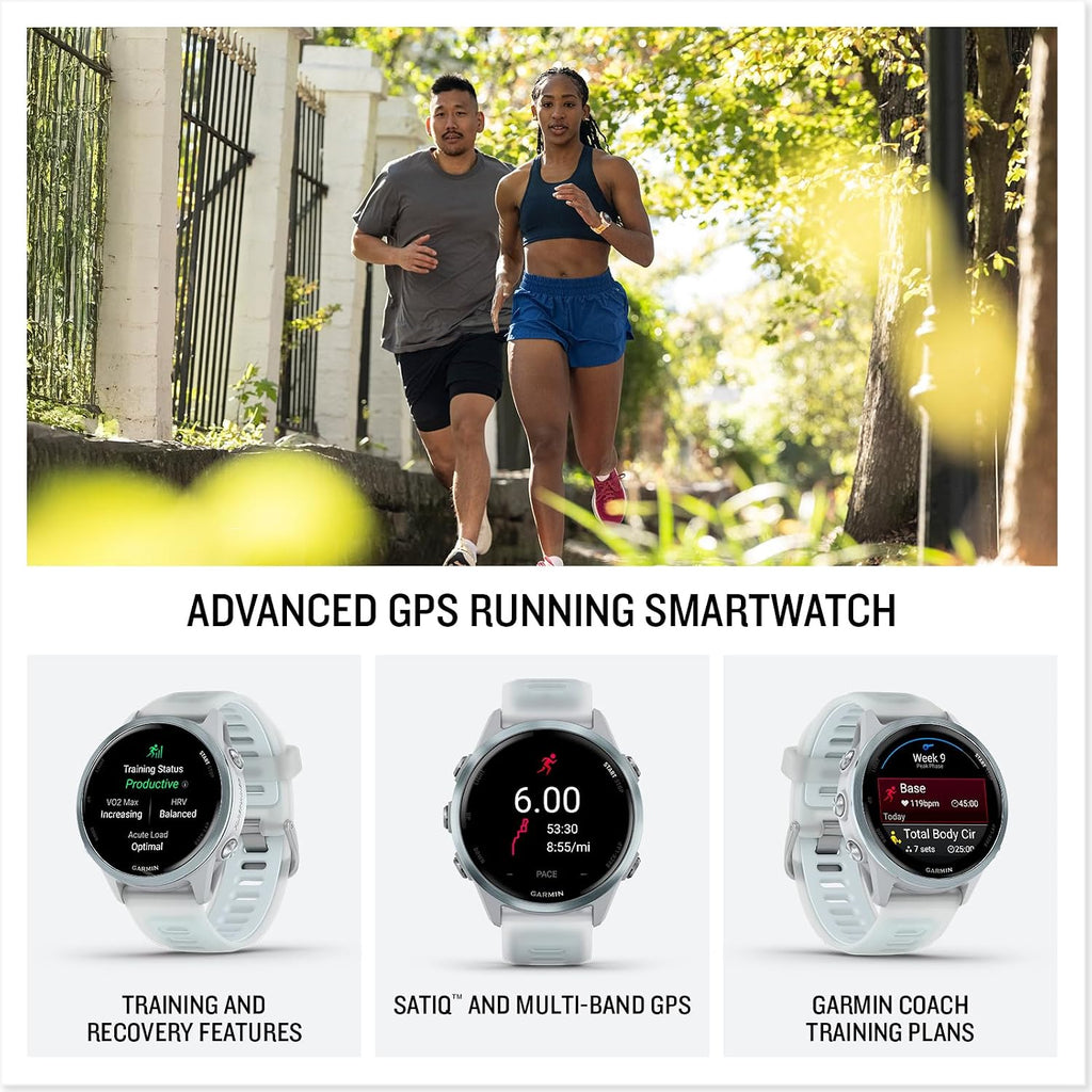 PlayBetter Garmin Forerunner 570 (42mm, Slate Gray/Translucent Black) Advanced GPS Running and Triathlon Smartwatch Bundle HD Screen Protectors & Wireless Earbuds